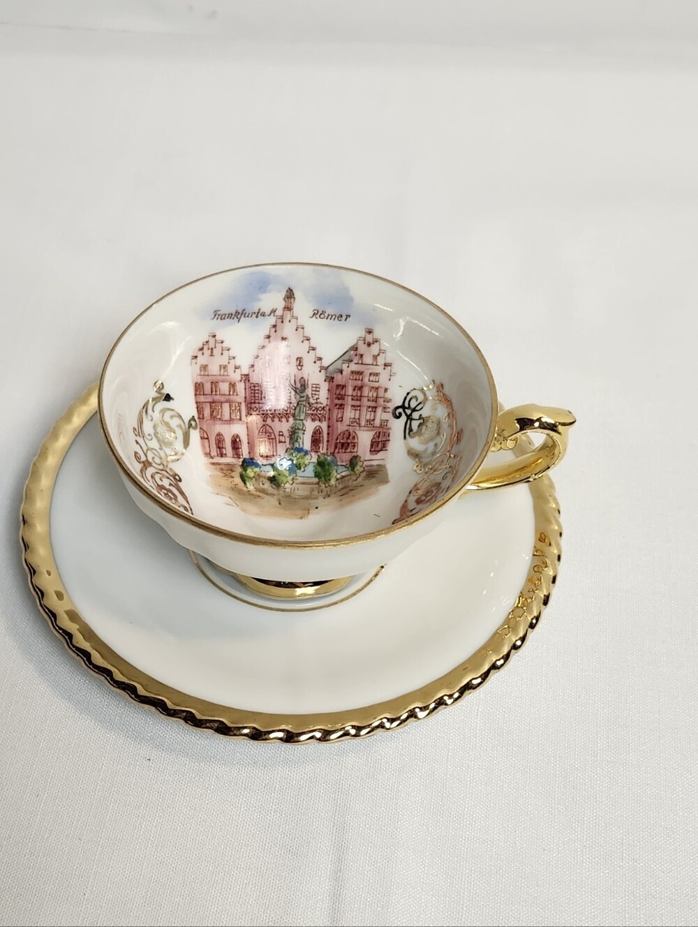Vintage Souvenir Cup And Saucer Frankfurt Germany